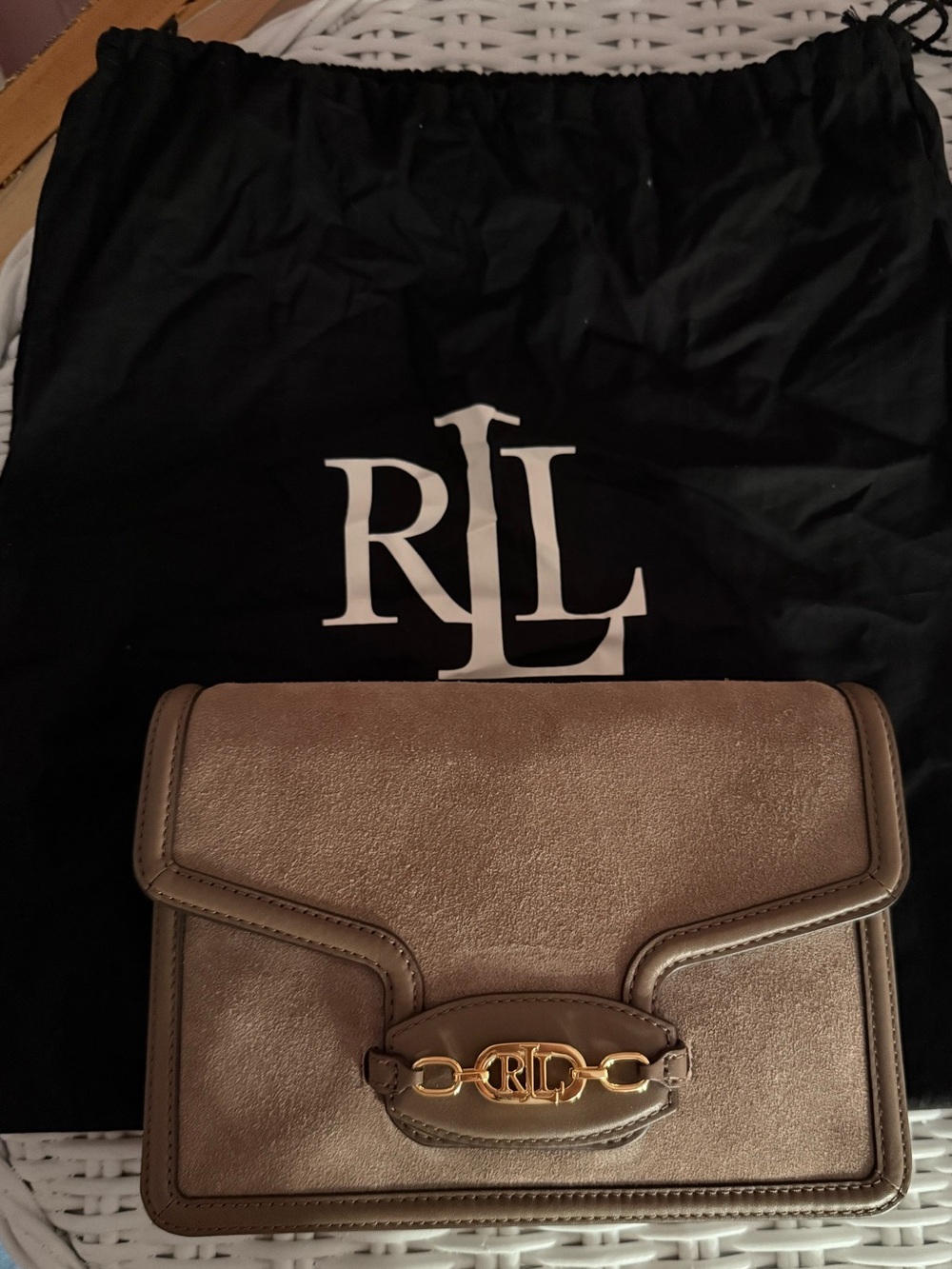 Lauren Ralph Lauren Suede Sydnee Shoulder Chain Bag